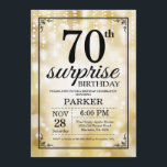 Surprise 70th Birthday Invitation Gold Glitter<br><div class="desc">Surprise 70th Birthday Invitation with Gold String Lights with Gold Glitter Background. Gold Birthday. Adult Birthday. Men or Women Bday Invite. 13th 15th 16th 18th 20th 21st 30th 40th 50th 60th 70th 80th 90th 100th, Any age. For further customization, please click the "Customize it" button and use our design tool...</div>