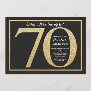 Surprise 70th Birthday Invitation Gold Glitter
