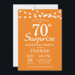 Surprise 70th Birthday Invitation Orange<br><div class="desc">Surprise 70th Birthday Invitation with String Lights. Orange and White Background. Men or Women Birthday. 13th 15th 16th 18th 20th 21st 30th 40th 50th 60th 70th 80th 90th 100th,  Any age. For further customization,  please click the "Customize it" button and use our design tool to modify this template.</div>