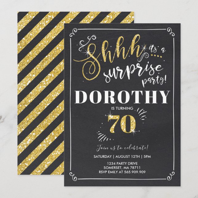 Surprise 70th Birthday Invitation Vintage Surprise (Front/Back)