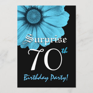 SURPRISE 70th Birthday Party Blue Daisy N220 Invitation