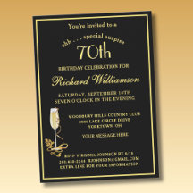 SURPRISE 70th Birthday Party Elegant Black Gold