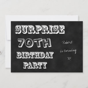 Surprise 70th Birthday Party Invitation Chalkboard