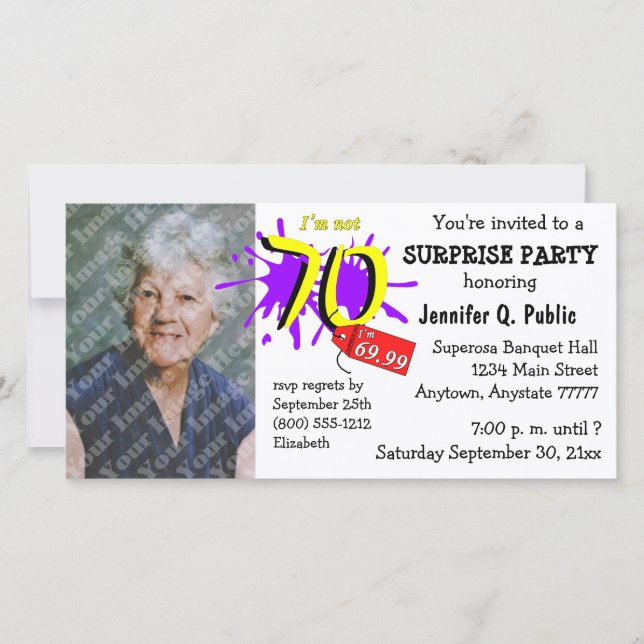 Surprise 70th Birthday Party Photo Invitation (Front)