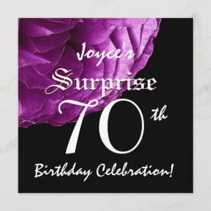 SURPRISE 70th Birthday Party Purple Rose W067 Invitation