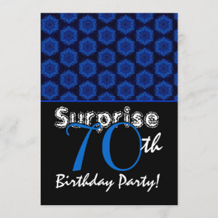 SURPRISE 70th Birthday Royal Blue Stars W1448 Invitation