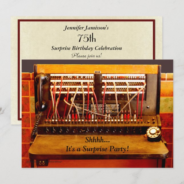 Surprise 75th Birthday Party Invite Switchboard (Front/Back)