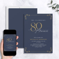 Surprise 80 & Fabulous Blue White & Gold Birthday 