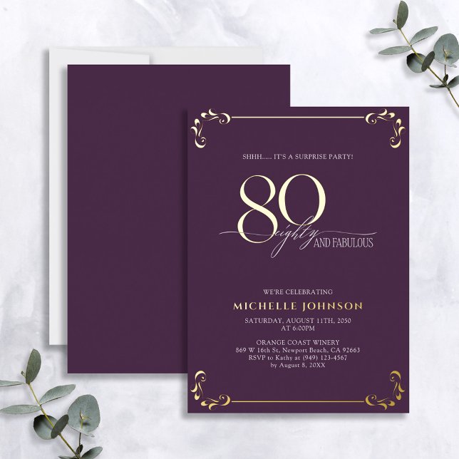 Surprise 80 & Fabulous Purple & Gold Birthday (Creator Uploaded)