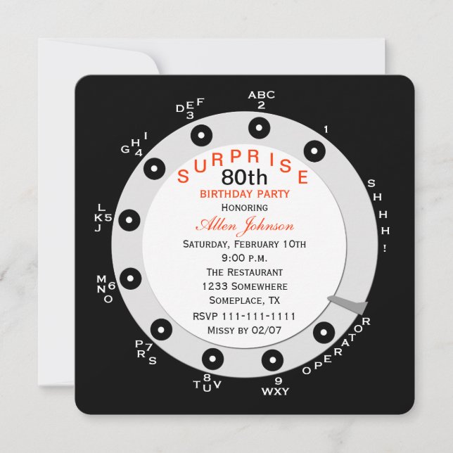 Surprise 80e anniversaire de fête Invitation Rotar (Devant)