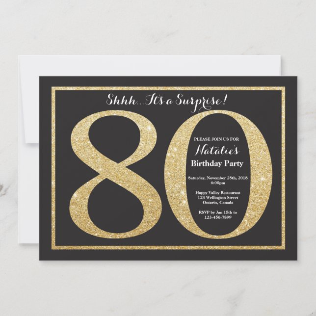 Surprise 80e anniversaire Invitation Parties scint (Devant)