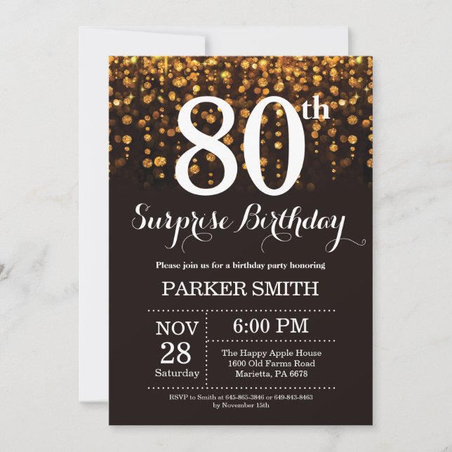 Surprise 80e anniversaire Invitation Parties scint (Devant)