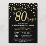 Surprise 80th Birthday Black and Gold Diamond Invitation<br><div class="desc">Surprise 80th Birthday Invitation with Black and Gold Glitter Diamond Background. Gold Confetti. Adult Birthday. Male Men or Women Birthday. For further customization,  please click the "Customize it" button and use our design tool to modify this template.</div>