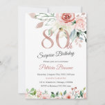 Surprise 80th Birthday for Women Invitation<br><div class="desc">Surprise 80th Birthday Invitations for Women,  Rose Gold Woman Birthday Invite,  Surprise 80th Birthday Party,  Invitations for 80th,  Rose Gold Floral Surprise 80th Birthday Party Invitations,  Invitations for an 80th birthday party,  Invitation cards for birthday for adults</div>