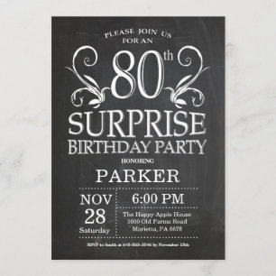Surprise 80th Birthday Invitation Chalkboard