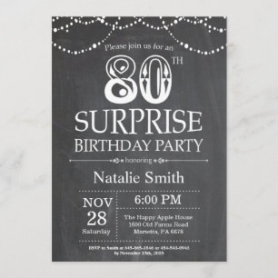 Surprise 80th Birthday Invitation Chalkboard