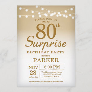 Surprise 80th Birthday Invitation Gold