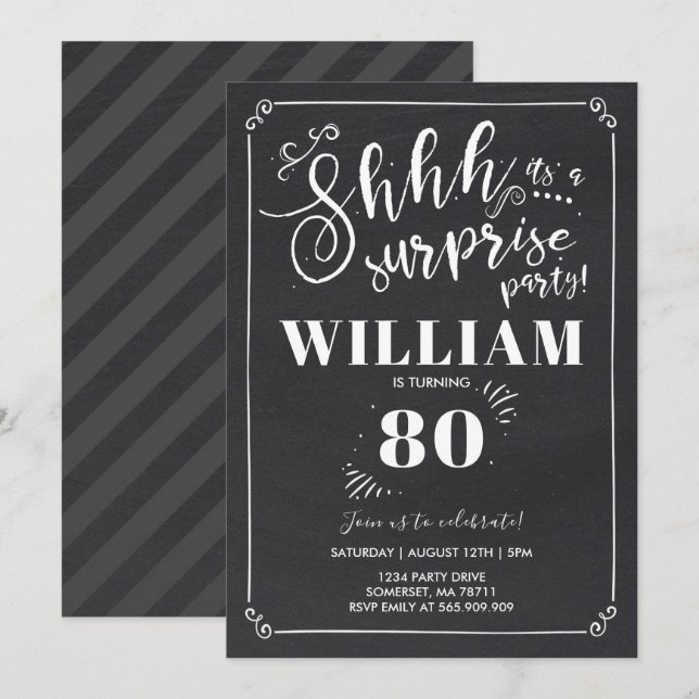 Surprise 80th Birthday Invitation Vintage Surprise (Front/Back)
