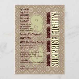 SURPRISE 80th Birthday Modern Vertical Numbers Invitation