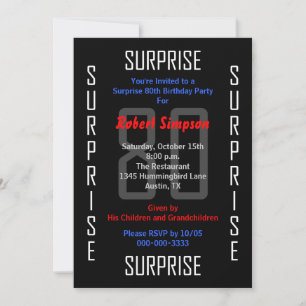 Surprise 80th Birthday Party Invitation 80
