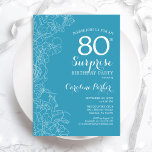 Surprise 80th Birthday Party - Light Blue Floral Invitation<br><div class="desc">Light Blue Floral Surprise 80th birthday party invitation. Minimalist modern design featuring botanical accents and typography script font. Simple feminine invite card perfect for a stylish female surprise bday celebration. Can be customized to any age.</div>