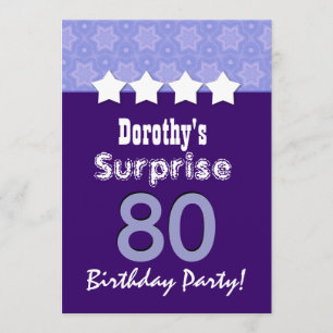 SURPRISE 80th Birthday Purple Stars V02 Invitation