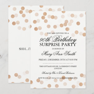Surprise 90th Birthday Copper Foil Glitter Lights Invitation