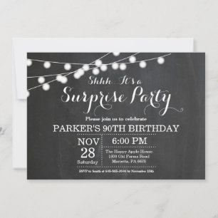 Surprise 90th Birthday Invitation Chalkboard