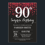 Surprise 90th Birthday Invitation Red Glitter<br><div class="desc">Surprise 90th Birthday Invitation with Red String Lights with Red Glitter Background. Red Birthday. Adult Birthday. Men or Women Bday Invite. 13th 15th 16th 18th 20th 21st 30th 40th 50th 60th 70th 80th 90th 100th, Any age. For further customization, please click the "Customize it" button and use our design tool...</div>