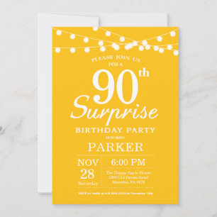 Surprise 90th Birthday Invitation Yellow