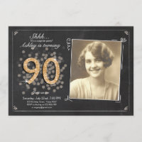 Surprise 90th birthday invite Chalkboard vintage
