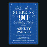 Surprise 90th Birthday Party - Navy White Invitation<br><div class="desc">Surprise 90th Birthday Party Invitation.
Simple classy design in navy and white. Surprise bday celebration for man or woman. Can be customized into any age!</div>