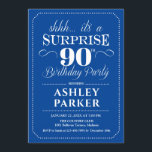 Surprise 90th Birthday Party - Navy White Invitation<br><div class="desc">Surprise 90th Birthday Party Invitation.
Simple classy design in navy and white. Surprise bday celebration for man or woman. Can be customized into any age!</div>