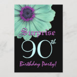 SURPRISE 90th Birthday Template Green Purple Daisy<br><div class="desc">This daisy design is a pretty and elegant way to invite folks to a SURPRISE 90th birthday party celebration. All text is totally customizable. You can experiment with different paper types by clicking on the "Invitation Options" tab on the upper right hand corner. Although this design is featured on a...</div>