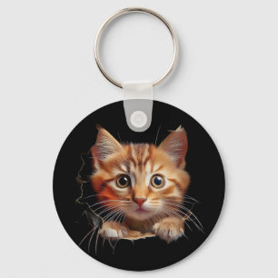 Surprise -- A a kitten face Keychain