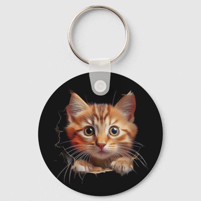 Surprise -- A a kitten face Keychain (Front)