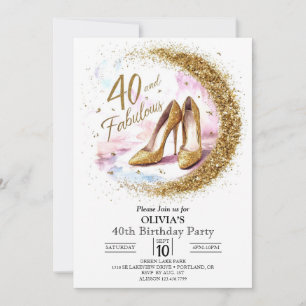 Surprise Adult Digital Gold 40th Birthday Invitation