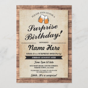 Surprise Anniversaire Soirée à la bière Invitation