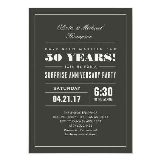 Surprise Anniversary Party Invitations - Big Type