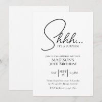 Surprise Any Age 30th Black & White Birthday