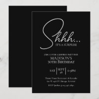 Surprise Any Age 30th Black & White Birthday