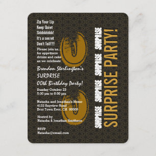 SURPRISE Any Year Birthday Black and Gold A07 Invitation