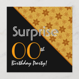SURPRISE Any Year Birthday Gold Stars G312 Invitation