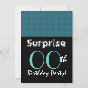 SURPRISE Any Year Birthday Teal Plaid G02 Invitation