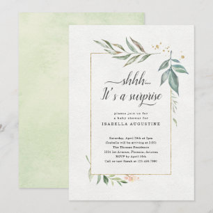 Surprise Baby Shower Watercolor Floral Invitation