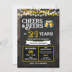 Surprise Backyard Cheers and Beers to 21 Years Invitation