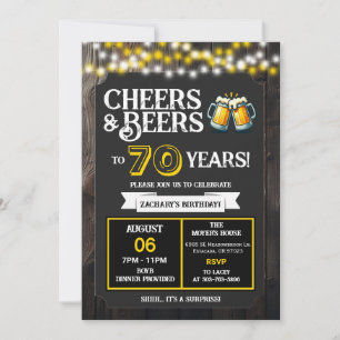 Surprise Backyard Cheers and Beers to 70 Years Invitation