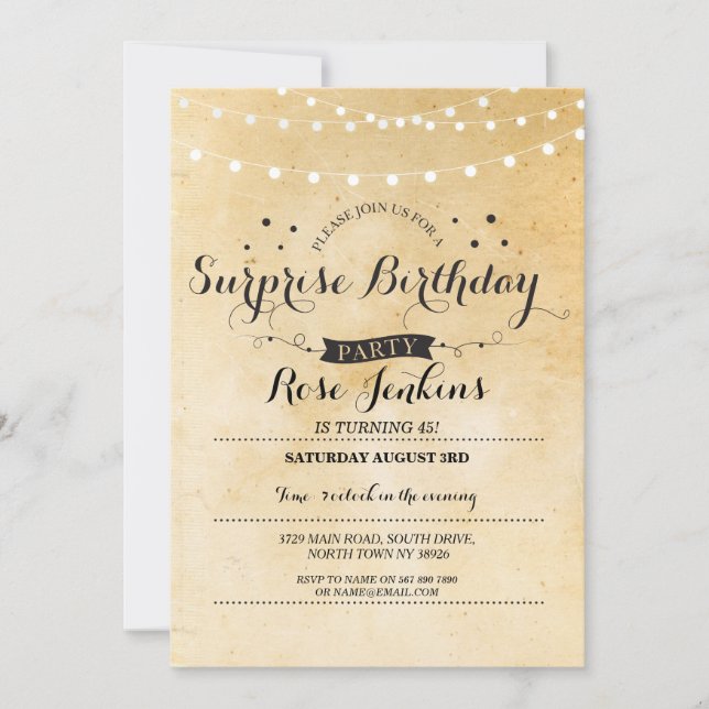 Surprise Birthday 40th 50th 60th Floral Invitation (Front)