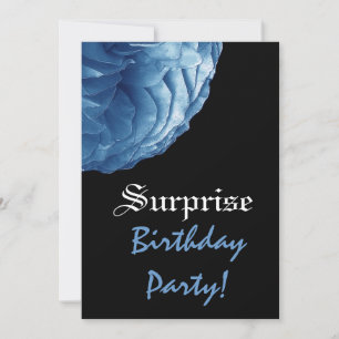 SURPRISE Birthday Bright Blue Rose Custom Name Invitation