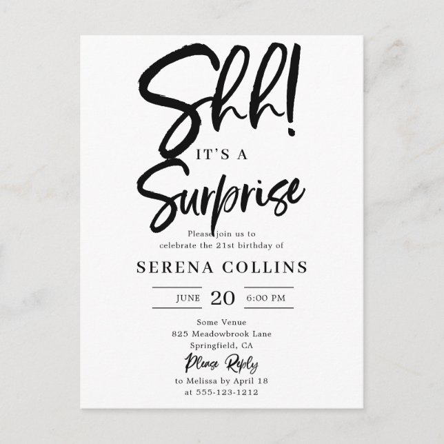 Surprise Birthday Brush Calligraphy Postcard (Front)